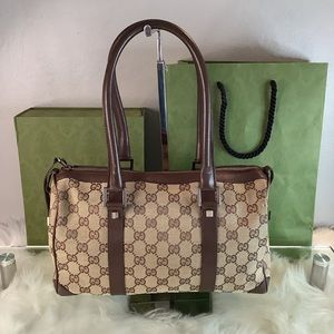 🤎GUCCI Tan/Brown GG Fabric Boston Bag